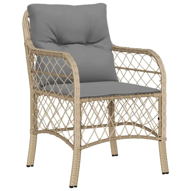Ensemble à manger de jardin et coussins 9 pcs mélange beige