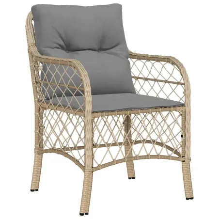 Ensemble à manger de jardin coussins 7 pcs mélange beige rotin
