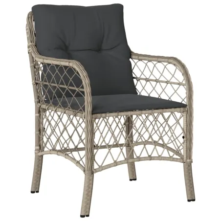 Ensemble à manger de jardin et coussins 7 pcs gris clair rotin