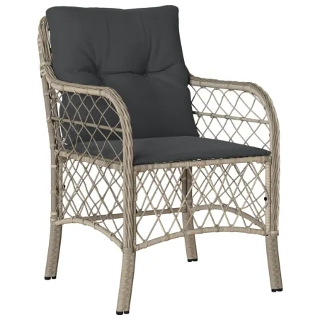 Ensemble à manger de jardin et coussins 7 pcs gris clair rotin