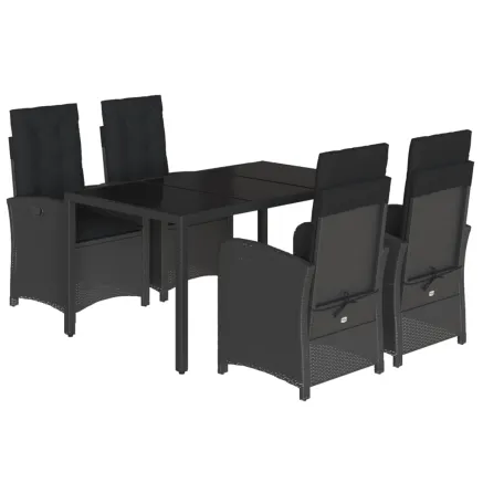 Ensemble à manger de jardin coussins 5pcs Noir Résine tressée 2