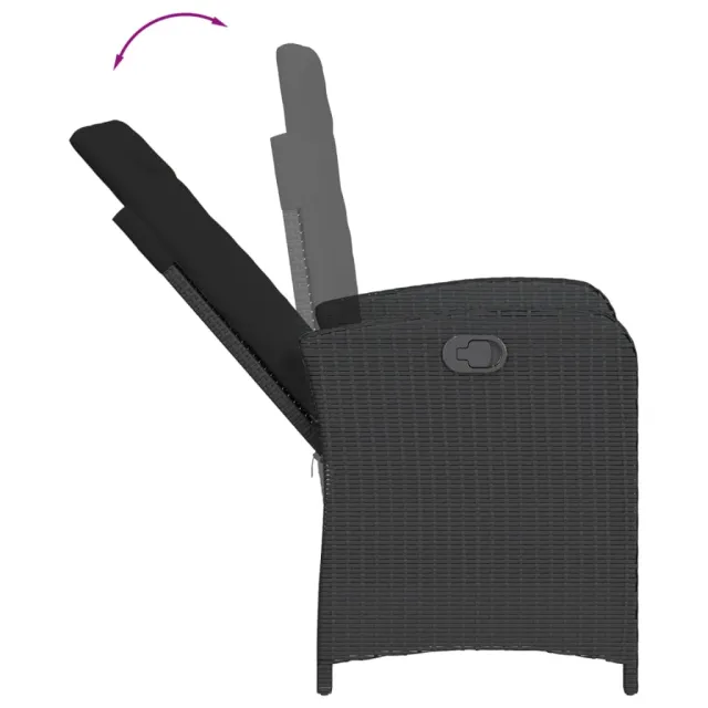 Ensemble à manger de jardin coussins 7pcs Noir Résine tressée