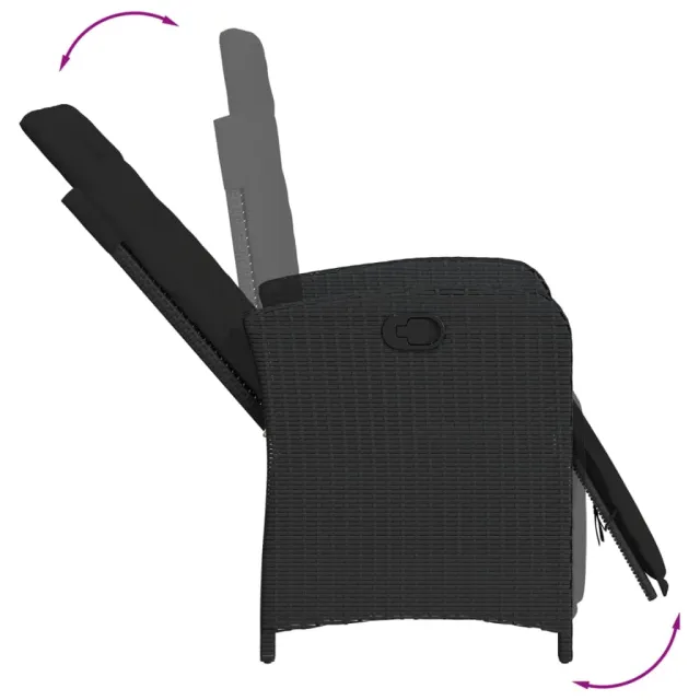 Ensemble à manger de jardin 9pcs coussins noir résine tressée