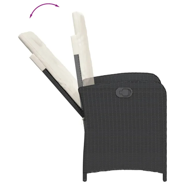 Ensemble à manger de jardin coussins 7pcs Noir Résine tressée