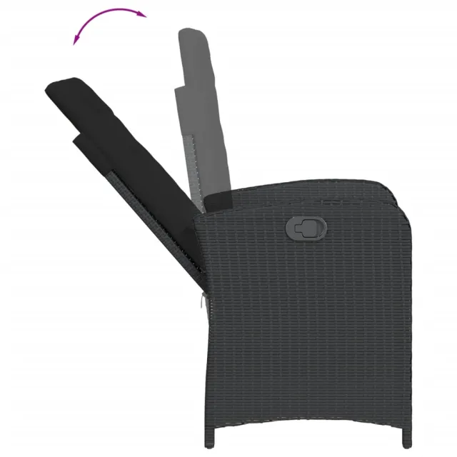 Ensemble à manger de jardin coussins 5pcs Noir Résine tressée