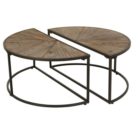 Set van 2 tafels Alexandra House Living Bruin Ijzer Sparrenhout 45 x 4