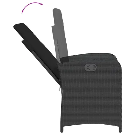 Ensemble à manger de jardin 9pcs coussins noir résine tressée