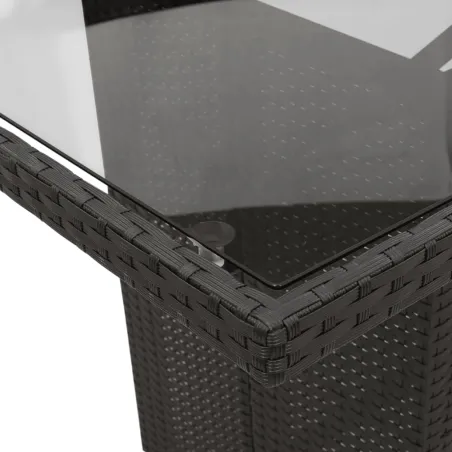 Ensemble à manger de jardin 9pcs coussins noir résine tressée