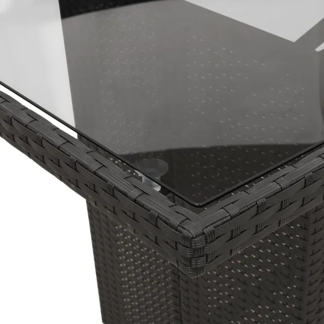 Ensemble à manger de jardin 9pcs coussins noir résine tressée