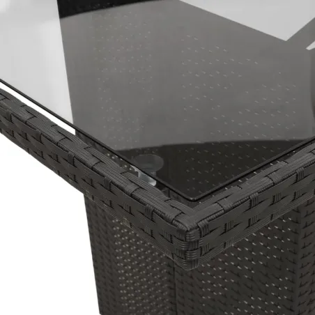 Ensemble à manger de jardin 9pcs coussins noir résine tressée