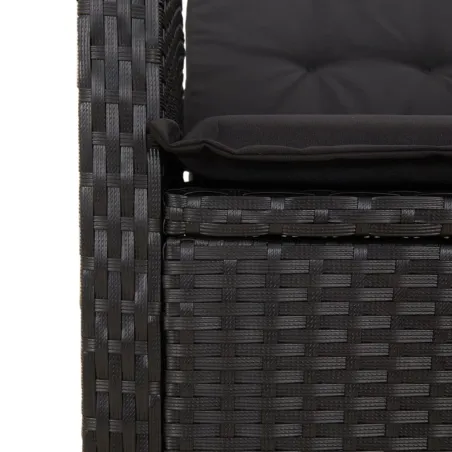 Ensemble à manger de jardin 9pcs coussins noir résine tressée