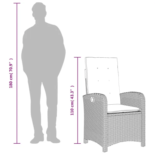 Ensemble à manger de jardin et coussins 7 pcs marron rotin