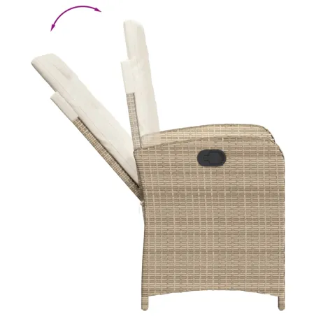Ensemble à manger de jardin et coussins 9 pcs beige Poly rotin