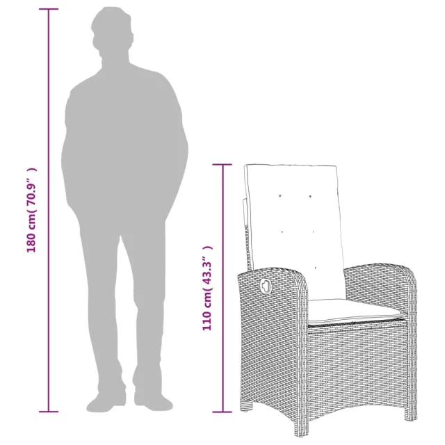 Ensemble à manger de jardin et coussins 7 pcs gris clair rotin