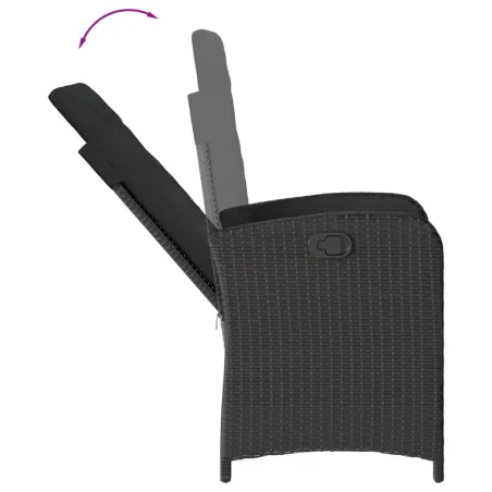 Ensemble à manger de jardin coussins 7pcs Noir Résine tressée