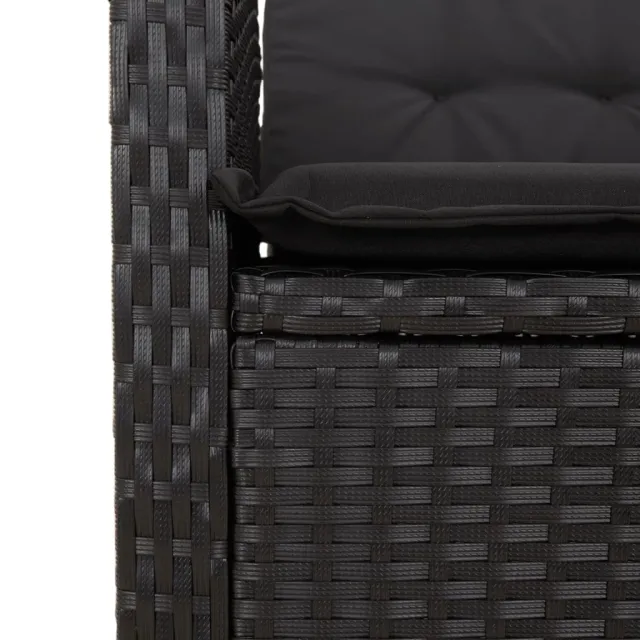 Ensemble à manger de jardin 9pcs coussins noir résine tressée