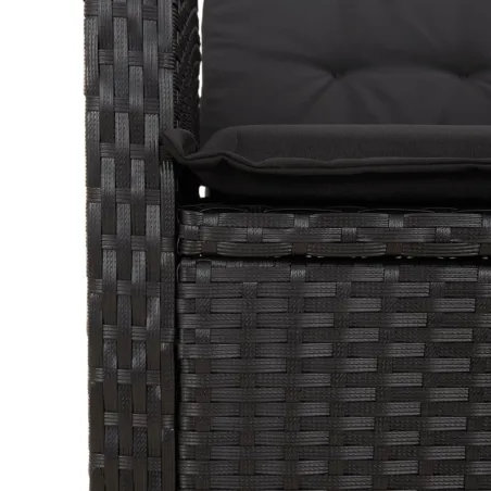Ensemble à manger de jardin 9pcs coussins noir résine tressée