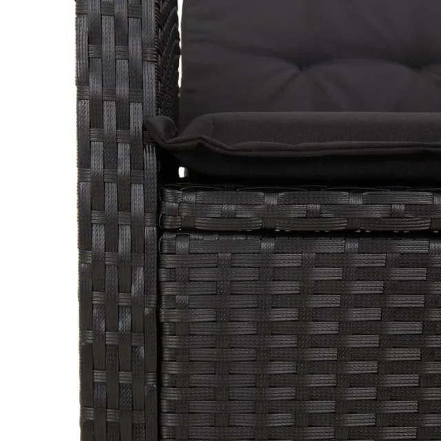 Ensemble à manger de jardin 9pcs coussins noir résine tressée