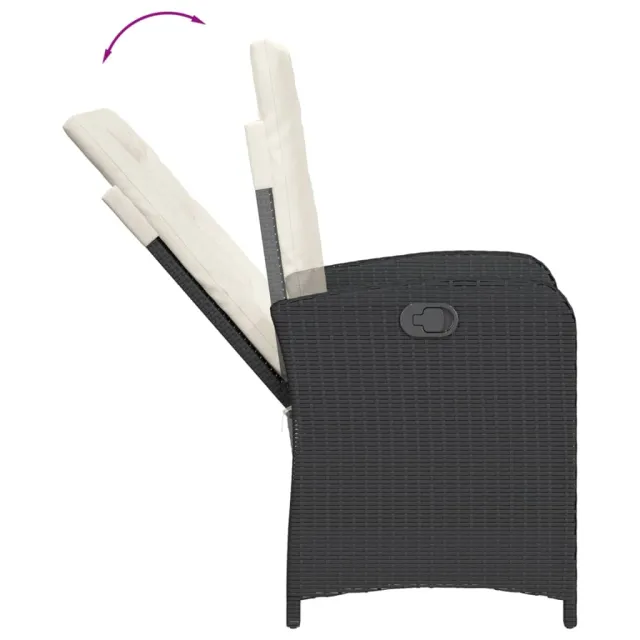 Ensemble à manger de jardin coussins 5pcs Noir Résine tressée