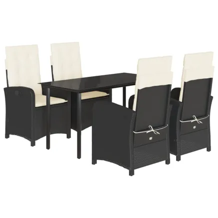 Ensemble à manger de jardin coussins 5pcs Noir Résine tressée 2