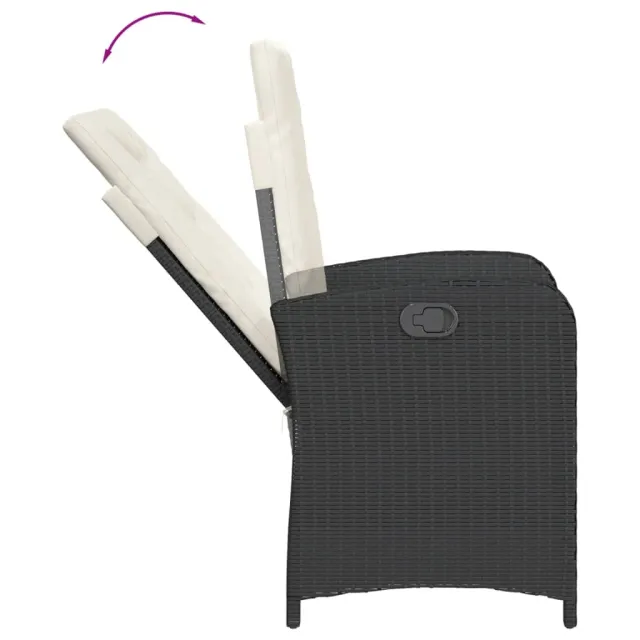 Ensemble à manger de jardin coussins 7pcs Noir Résine tressée