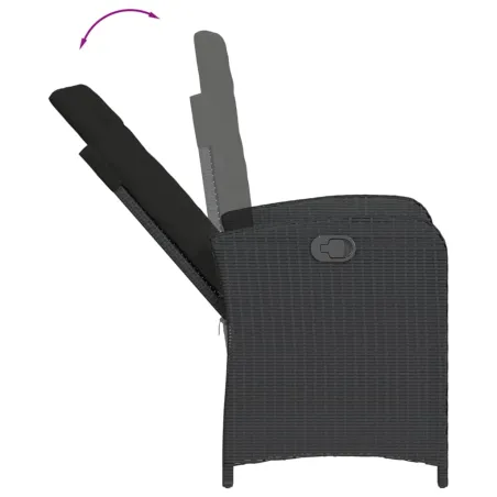 Ensemble à manger de jardin coussins 5pcs Noir Résine tressée