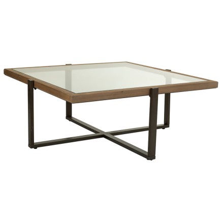Table Basse Alexandra House Living Marron Fer Bois d'épicéa Verre tr