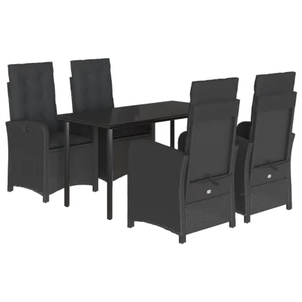 Ensemble à manger de jardin coussins 5pcs Noir Résine tressée 2
