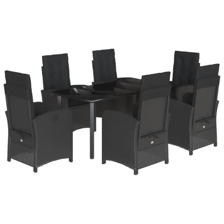Ensemble à manger de jardin coussins 7pcs Noir Résine tressée 2