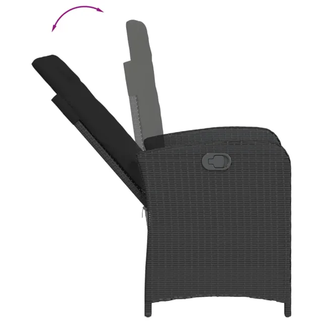 Ensemble à manger de jardin 9pcs coussins noir résine tressée