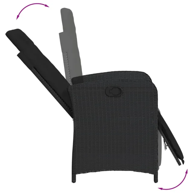 Ensemble à manger de jardin 9pcs coussins noir résine tressée