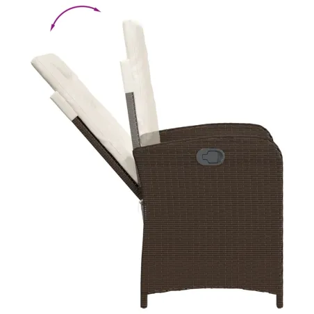 Ensemble à manger de jardin et coussins 7 pcs marron rotin