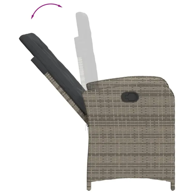 Ensemble à manger de jardin 5 pcs coussins gris résine tressée