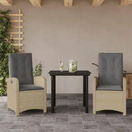 Ensemble à manger de jardin et coussins 3 pcs mélange beige