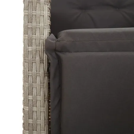 Ensemble à manger de jardin et coussins 7 pcs gris clair rotin