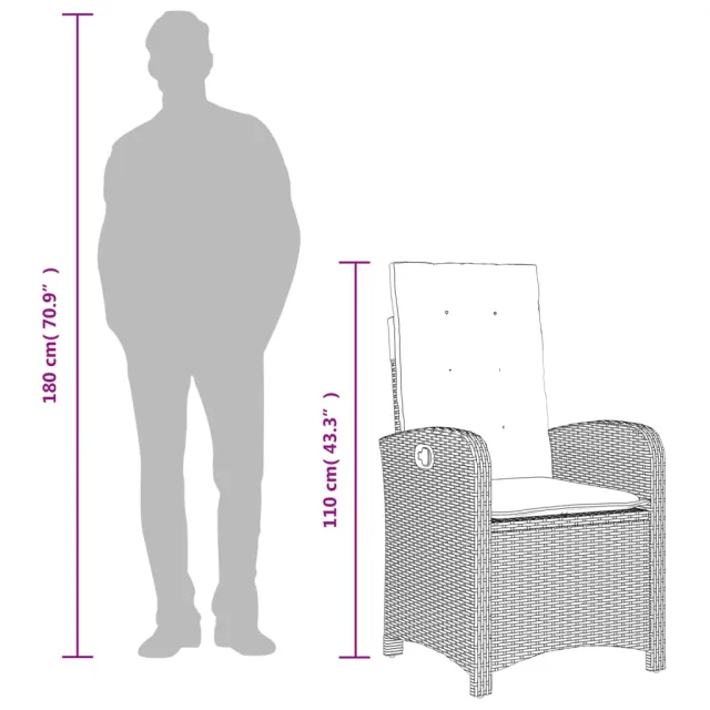 Ensemble à manger de jardin et coussins 7 pcs gris clair rotin