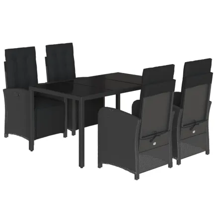 Ensemble à manger de jardin coussins 5pcs Noir Résine tressée 2