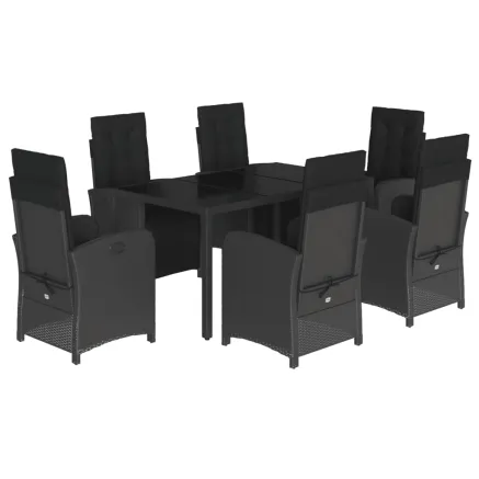 Ensemble à manger de jardin coussins 7pcs Noir Résine tressée 2