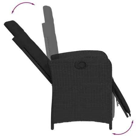 Ensemble à manger de jardin coussins 5pcs Noir Résine tressée