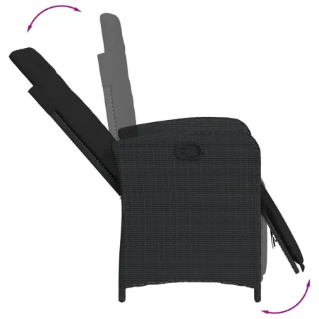 Ensemble à manger de jardin 9pcs coussins noir résine tressée