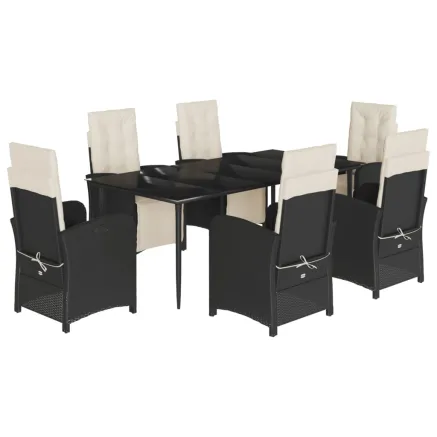 Ensemble à manger de jardin coussins 7pcs Noir Résine tressée 2