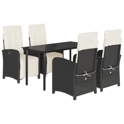 Ensemble à manger de jardin coussins 5pcs Noir Résine tressée 2