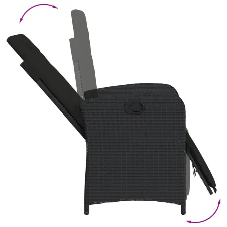 Ensemble de bistro 3 pcs avec coussins noir résine tressée