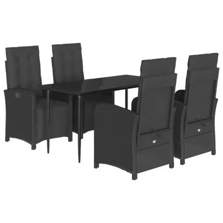Ensemble à manger de jardin coussins 5pcs Noir Résine tressée 2