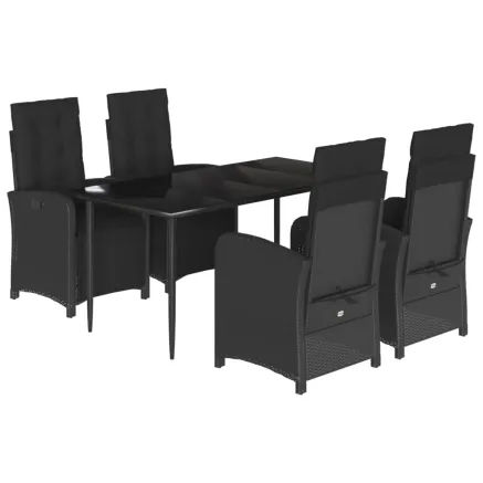 Ensemble à manger de jardin coussins 5pcs Noir Résine tressée 2