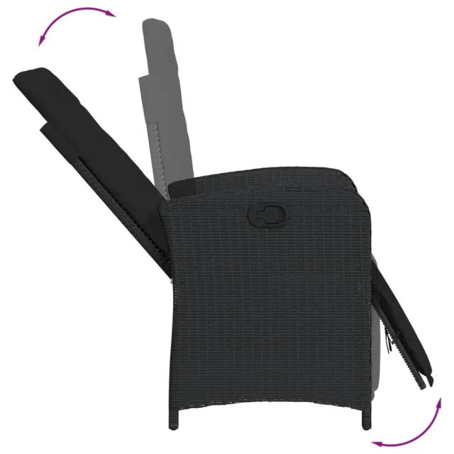 Ensemble à manger de jardin coussins 7pcs Noir Résine tressée