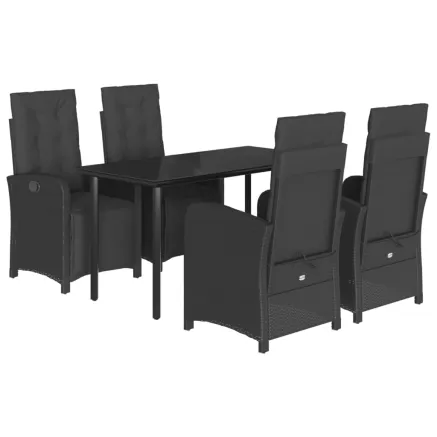 Ensemble à manger de jardin coussins 5pcs Noir Résine tressée 2