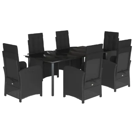 Ensemble à manger de jardin coussins 7pcs Noir Résine tressée 2