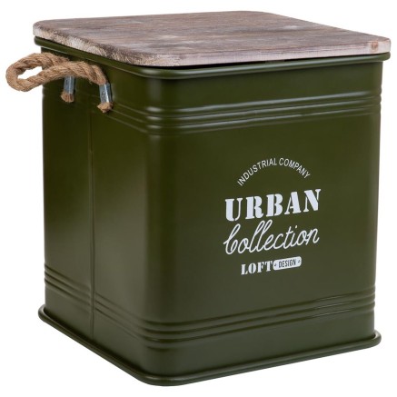 Tabouret Alexandra House Living Vert Métal Corde Bois d'épicéa 36 x