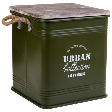 Taburete Alexandra House Living Verde Metal Cuerda Madera de abeto 36